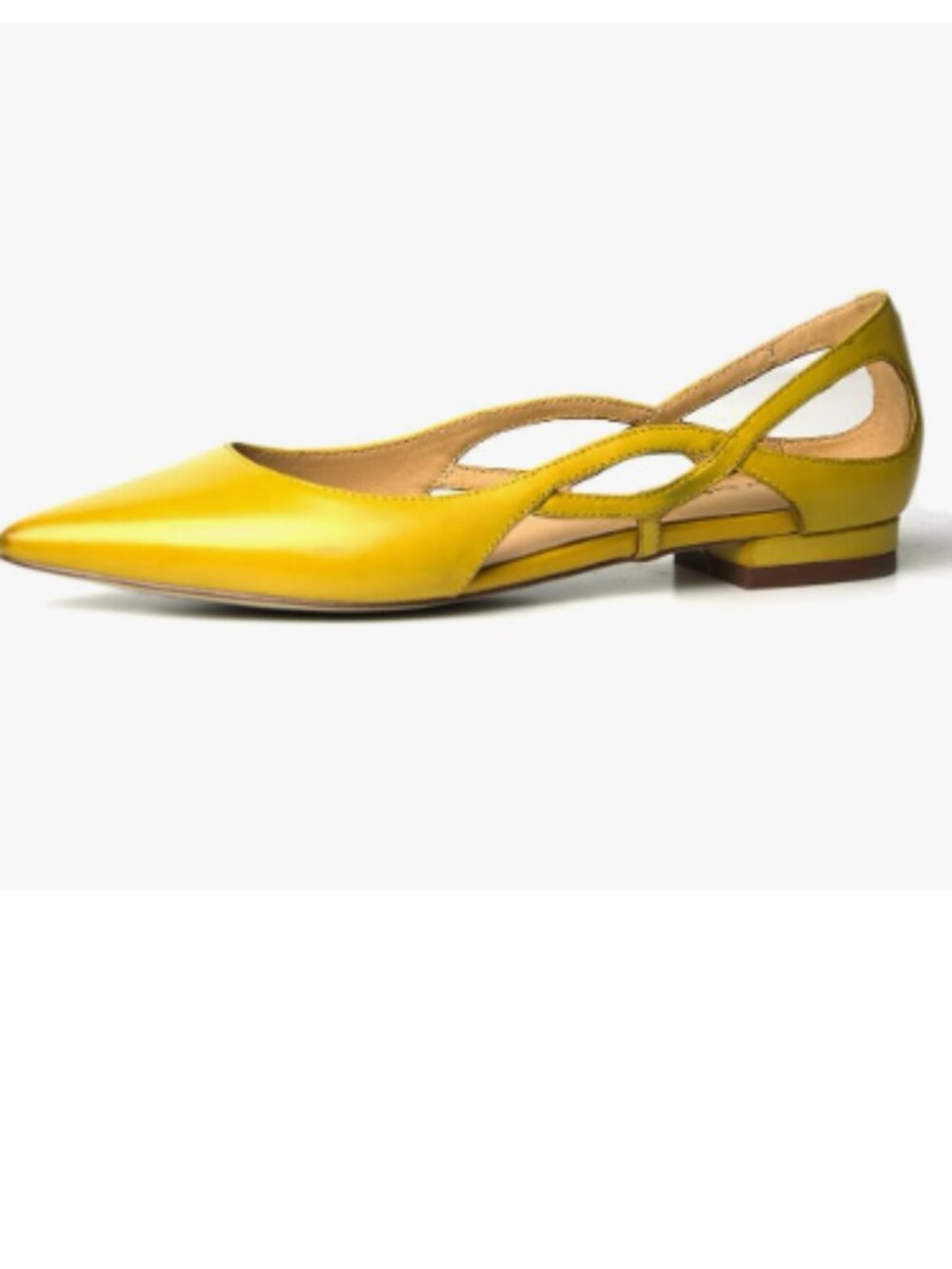 FSJ Yellow Pointed Toe Block Low Heel Pumps Irregular Cutout Slip on Shoes